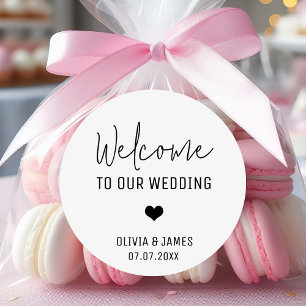 Minimalist Wedding Welcome Modern Wedding Welcome Classic Round Sticker