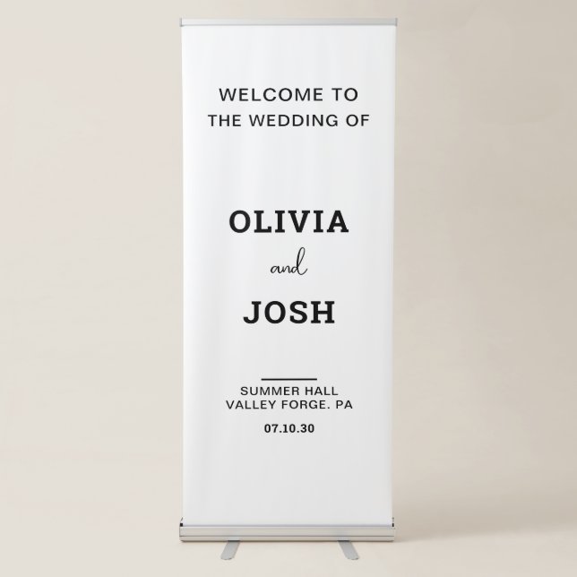 Minimalist Wedding Welcome Pop up Vertical Retractable Banner (Front)