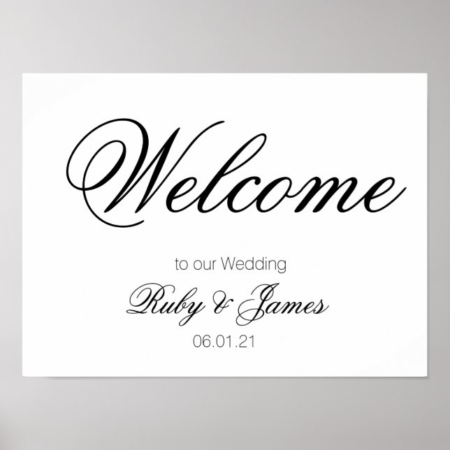 Minimalist Wedding Welcome Poster Paper Signage (Front)
