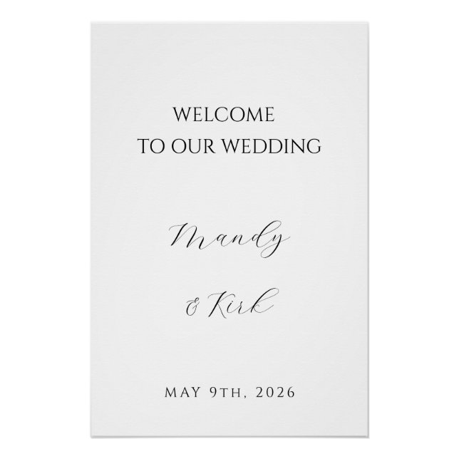 Minimalist Wedding Welcome Sign | Custom Modern  (Front)