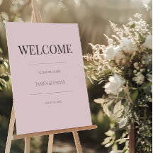 Minimalist Wedding Welcome Sign Dusky Rose