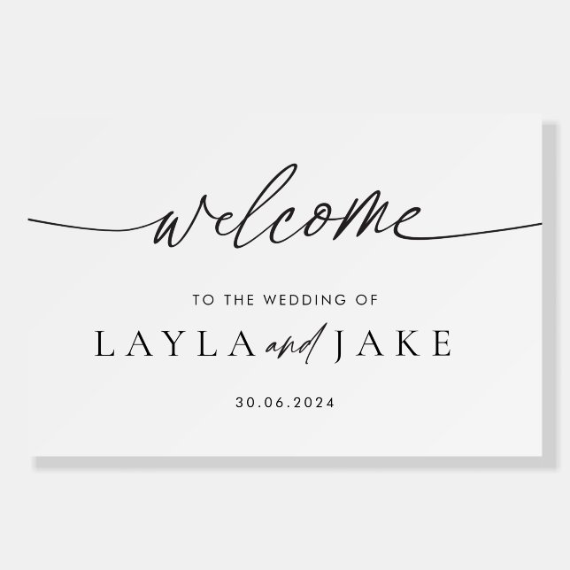 Minimalist Wedding Welcome Sign Foam Board LAYLA (Front)