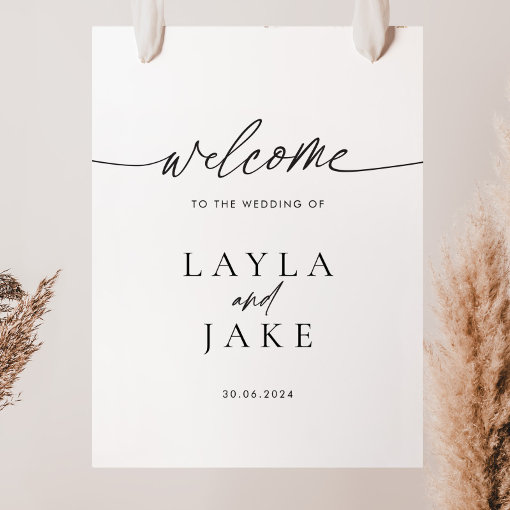 Minimalist Wedding Welcome Sign Foam Board LAYLA | Zazzle