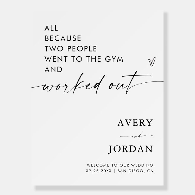 Minimalist Wedding Welcome Sign | Gym Wedding (Front)