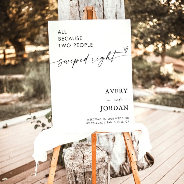 Minimalist Wedding Welcome Sign | Swipe Right Sign (Creator Uploaded)