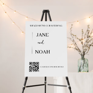 Minimalist Wedding Welcome Sign with QR Code