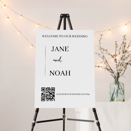Minimalist Wedding Welcome Sign with QR Code
