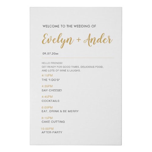 Minimalist Wedding Welcome  Timeline Program Sign