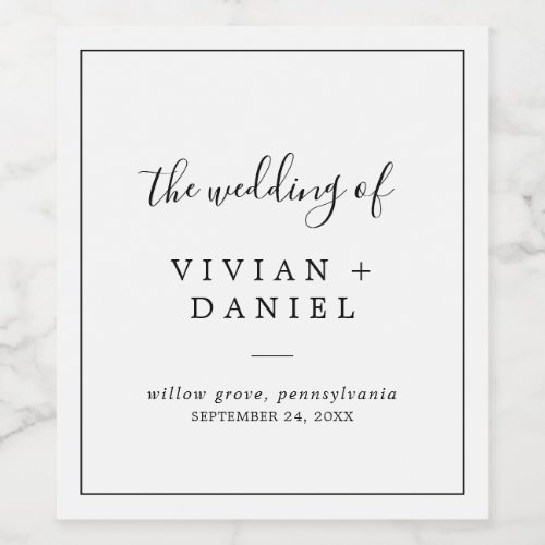 Minimalist Wedding Wine Label