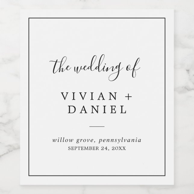 Minimalist Wedding Wine Label (Single Label)