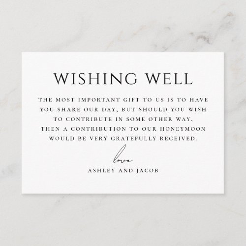 Minimalist Wedding Wishing Well Honeymoon Fund