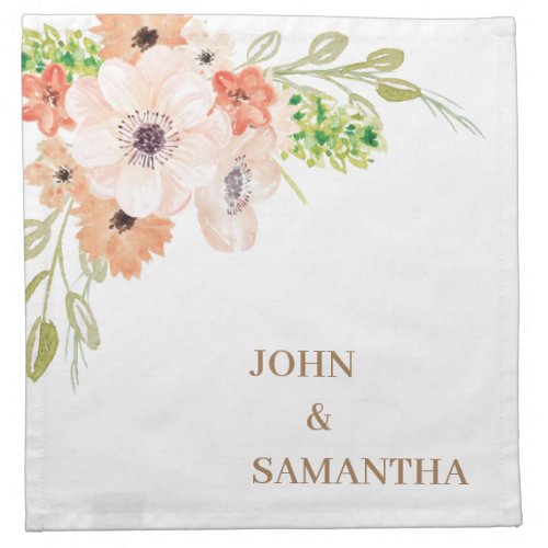 Minimalist Wedding with Flowers  Cloth Napkin