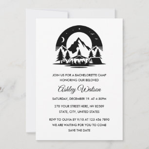 Minimalist Weekend Camping Bachelorette Party Invitation
