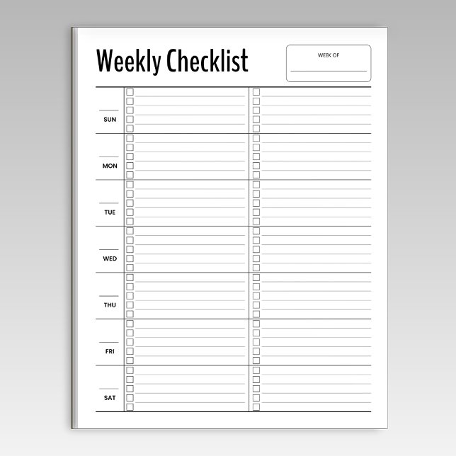 Minimalist Weekly Checklist Notepad (Creator Uploaded)