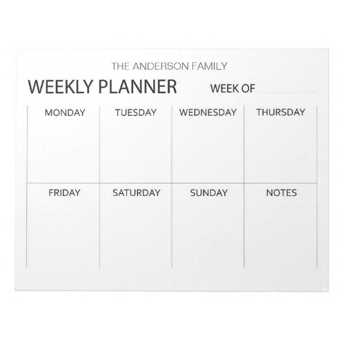Minimalist weekly planner  notepad