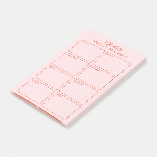 Minimalist Weekly Planner  Notes in pink and red