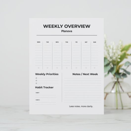 Minimalist Weekly Planner | To Do List organized (Standing Front)