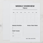 Minimalist Weekly Planner | Weekly Tasks Organizer (Front/Back)