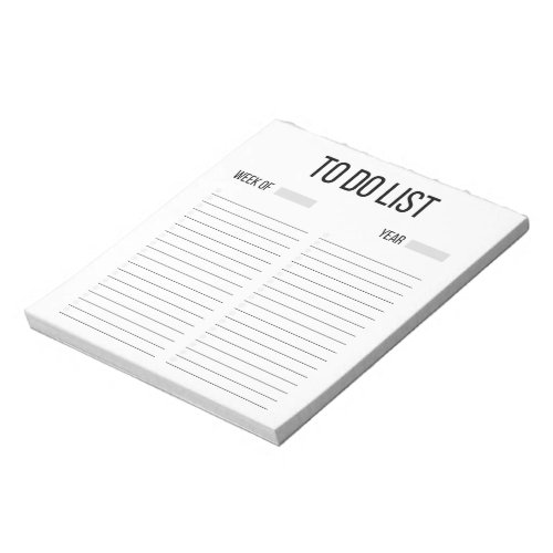 Minimalist Weekly To Do List Notepad