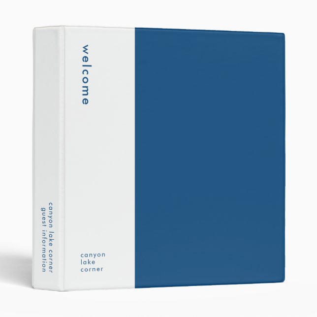 Minimalist Welcome Guest Information Guide Book 3 Ring Binder (Front/Spine)