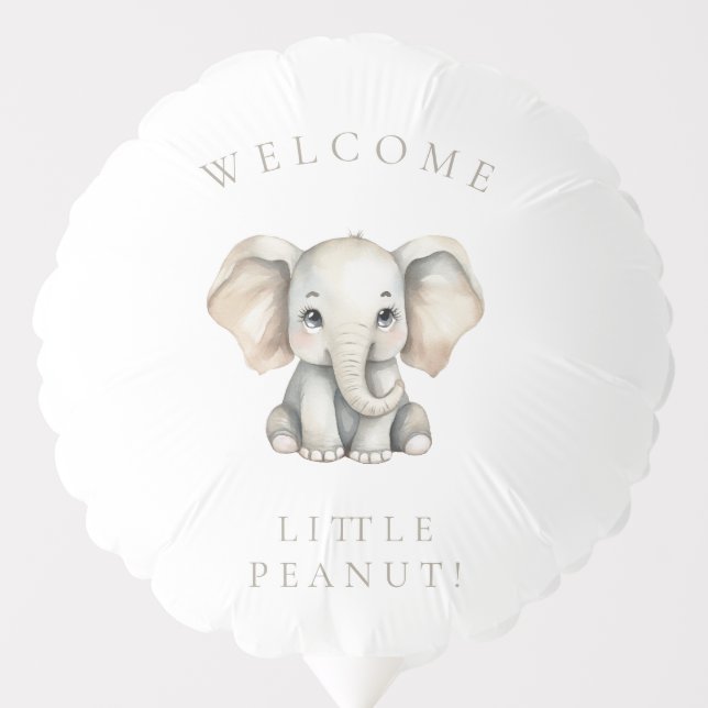 MInimalist Welcome Little Peanut Elephant Balloon (Front)