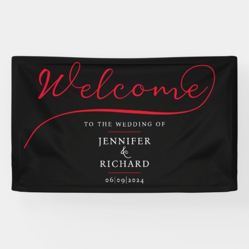 Minimalist Welcome Red And Black Stylish Script Banner