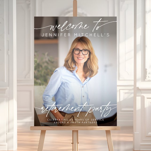 Minimalist Welcome Retirement Party Photo Overlay Foam Board (Creator Uploaded)