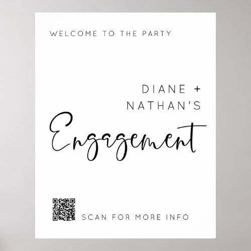 Minimalist Welcome to Our Engagement QR code Sign