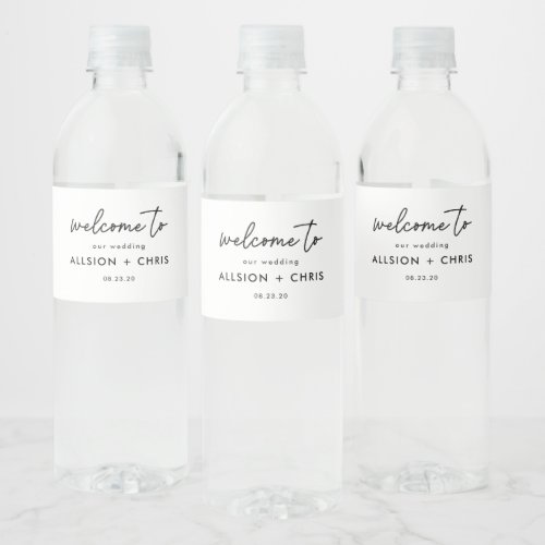 Minimalist Welcome To Our Wedding Favors Water Bottle Label