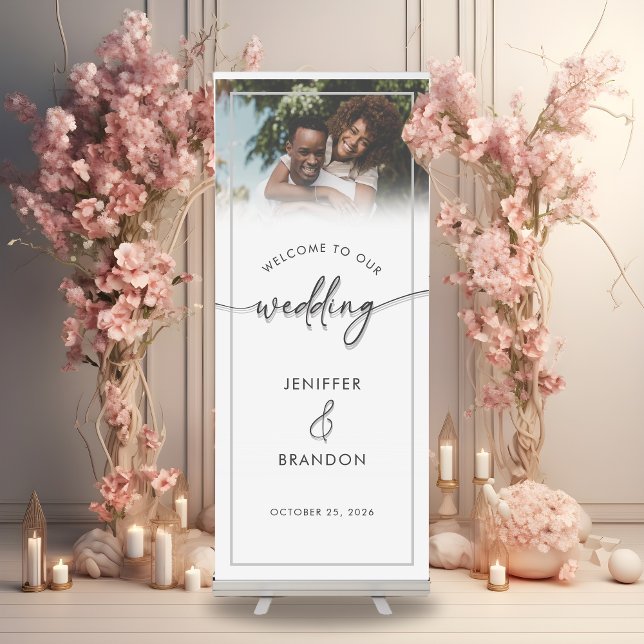 Minimalist Welcome to Our Wedding Photo  Retractab Retractable Banner (Creator Uploaded)