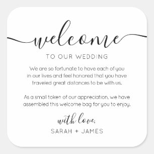 Minimalist Welcome To Our Wedding Welcome Bag Square Sticker