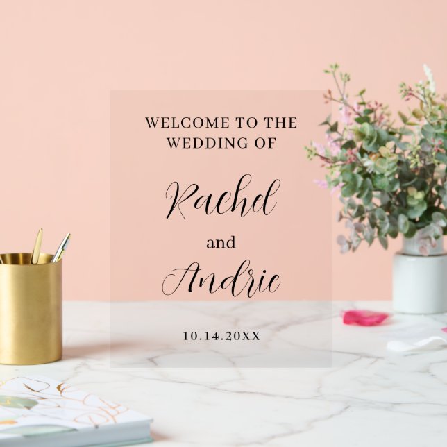 Minimalist Welcome Wedding Entrance Personalized Acrylic Sign (Wedding)