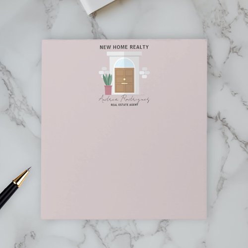 Minimalist Welcoming Front Door Real Estate Agent Notepad