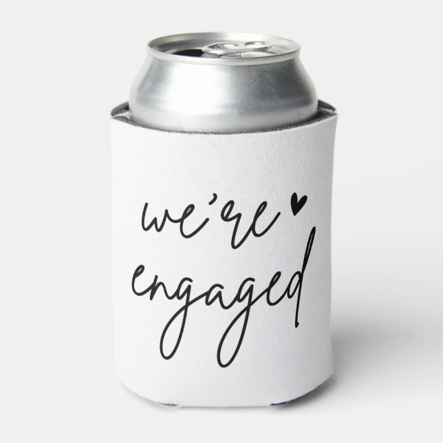 Minimalist We're Engaged Engagement Party Favors Can Cooler (Can Front)