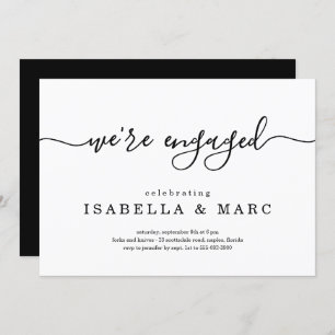 Minimalist We're Engaged Engagement Party Invitati Invitation