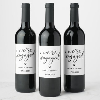Minimalist We're Engaged Wine Label