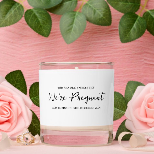 Minimalist We're Pregnant Pregnancy Announcement  Scented Candle (Wedding)