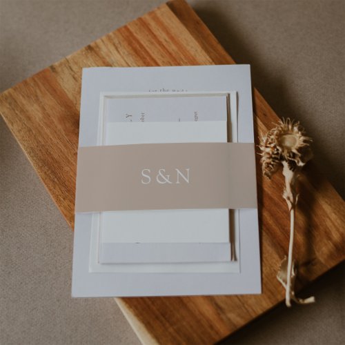 Minimalist Western Wedding | Latte Beige Invitation Belly Band