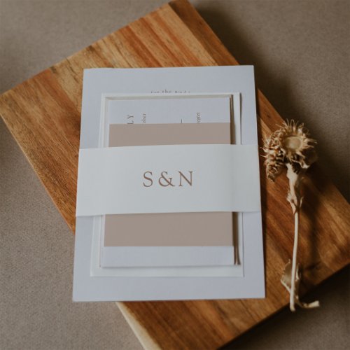 Minimalist Western Wedding | Monogram Invitation Belly Band