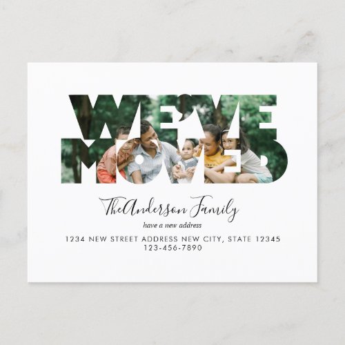 Minimalist Weve Moved Cutout Photo Moving Announcement Postcard