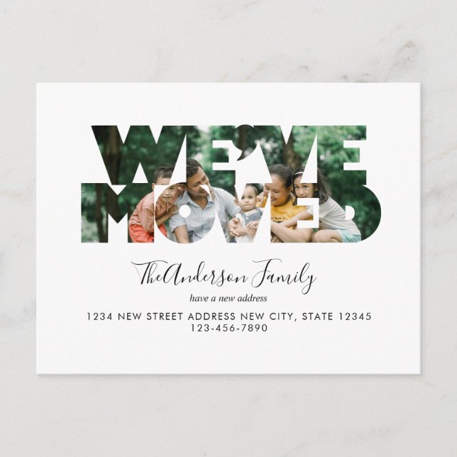 Minimalist We've Moved Cutout Photo Moving Announcement Postcard (Front)