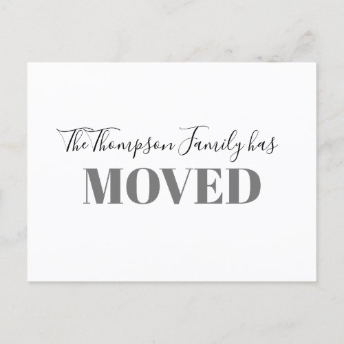 Minimalist Weve Moved Simple Moving Budget Announcement Postcard