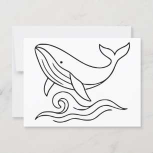 Minimalist Whale Line Art – Ocean Animal  Postcard