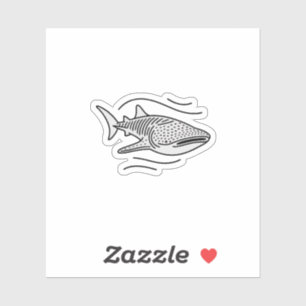 Minimalist Whale Shark Line Art Sticker