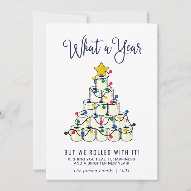 Minimalist What a Year Christmas Greeting Holiday Card (Front)