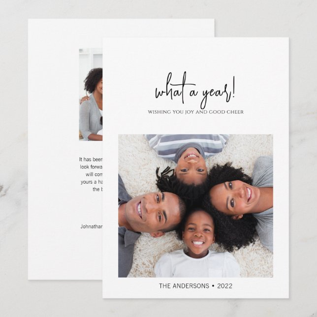 Minimalist What A Year Christmas Holiday Card (Front/Back)