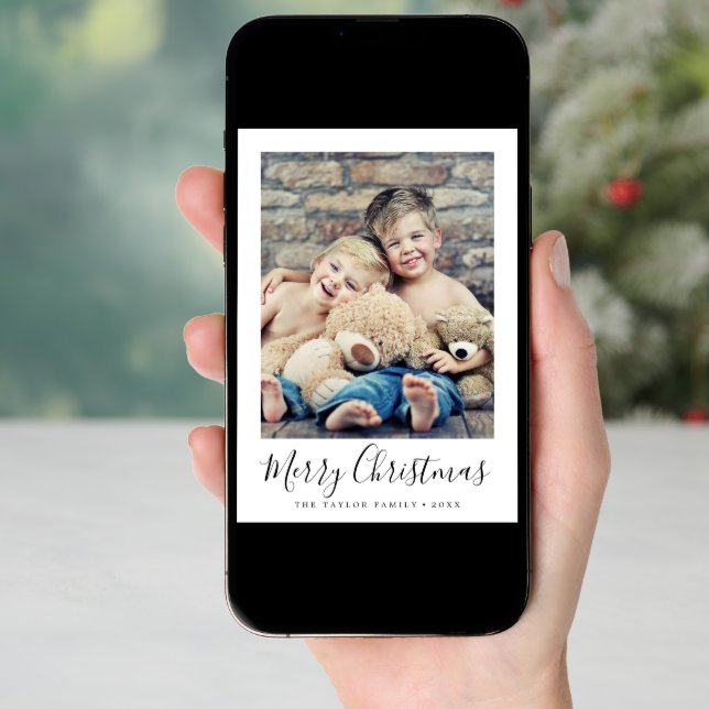 Minimalist What A Year Photo Collage Christmas Holiday Card (Front Digital)