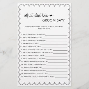 Minimalist what did the groom say bridal shower f flyer