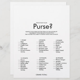 Minimalist What's in your Purse Bridal Shower Game