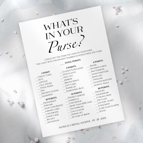 Minimalist Whats In Your Purse Game Card